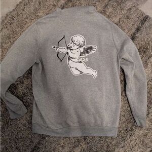 SHEIN Gray Crewneck Sweater with Cherub Design